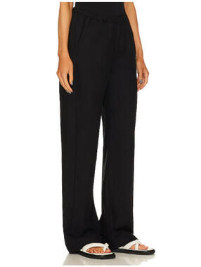 Enza Costa Black Wide-Leg Pull-On Pants